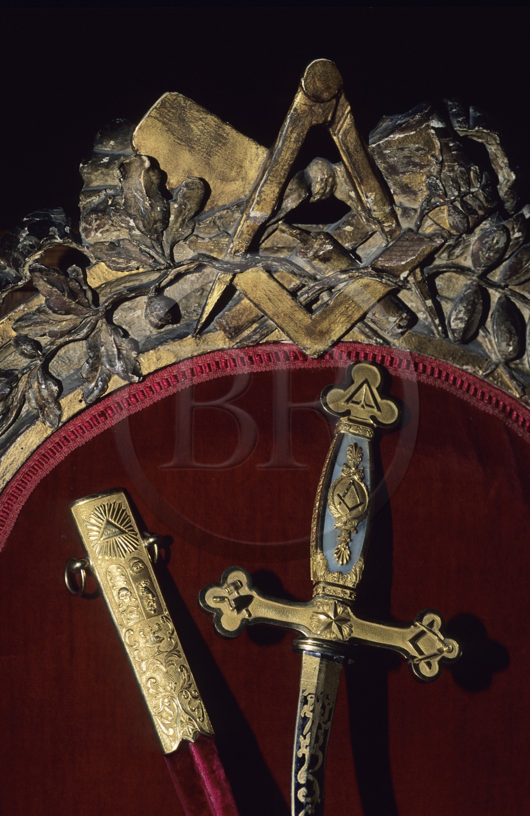 France, Paris (75), rue Cadet, musée du Grand Orient de France, épée maçonnique de Lafayette