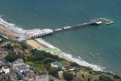 Royaume-Uni, Angleterre, Hampshire, Ile de Wight, la jetée de loisirs Sandown Pier (vue aérienne)