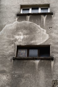 France, Moselle, Moselle Valley, Sierck les Bains, in 1985 a damp patch appears on the wall of the first floor of a building that evokes a face in which believers would see that of Christ, Image acheiropoietos