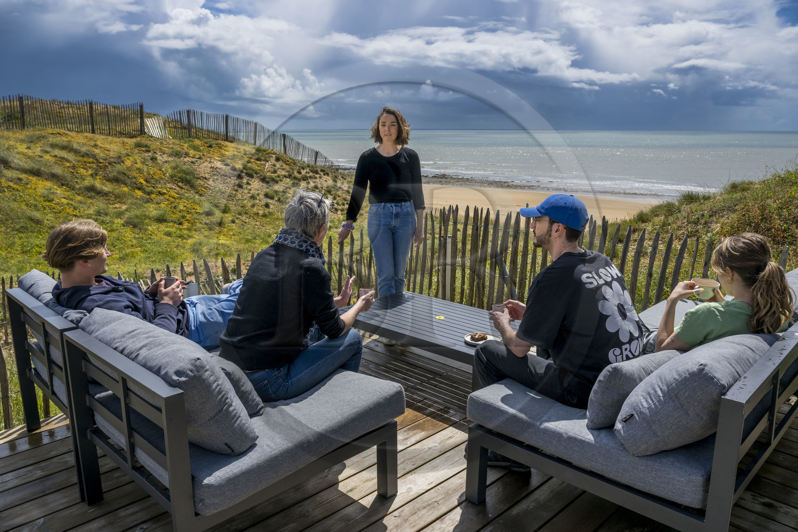 France, Vendée (85), Longeville-sur-Mer, Bérengère Doux co-fondatrice de Moments Café à la plage du Bouil