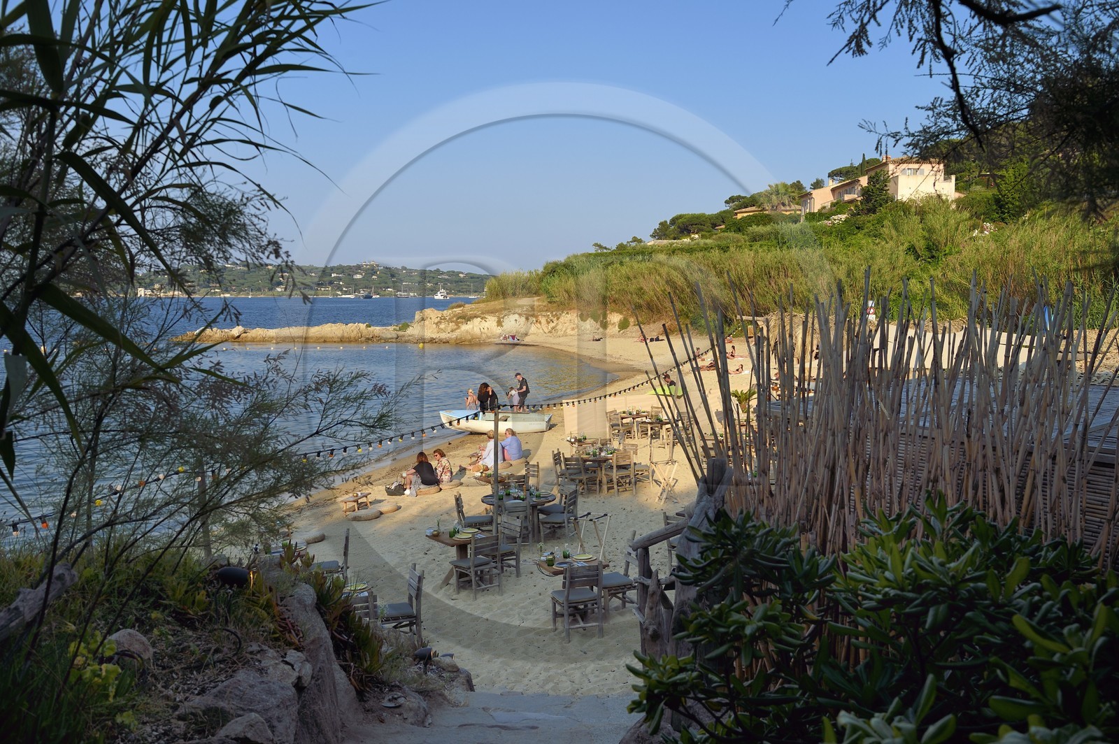 France, Var, Saint-Tropez, the Graniers beach and its beach restaurant