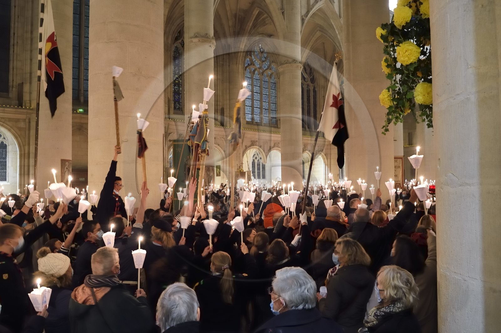 France, Meurthe-et-Moselle (54), Saint-Nicolas-de-Port, basilique de Saint Nicolas, procession aux flambeaux qui est fêtée depuis 1245 à l'occasion de la Saint-Nicolas
