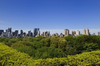 Etats-Unis, New York, Manhattan, East Side, les immeubles de Midtown et Central Park vus depuis la terrasse du Metropolitan Museum of art (MET)