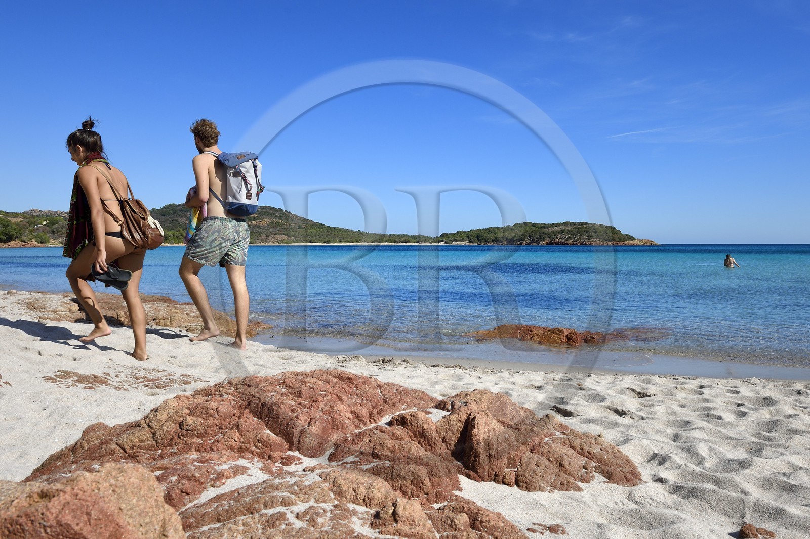 France, Corse du Sud, Bouche de Bonifacio Nature Reserve, Rondinara bay and beach