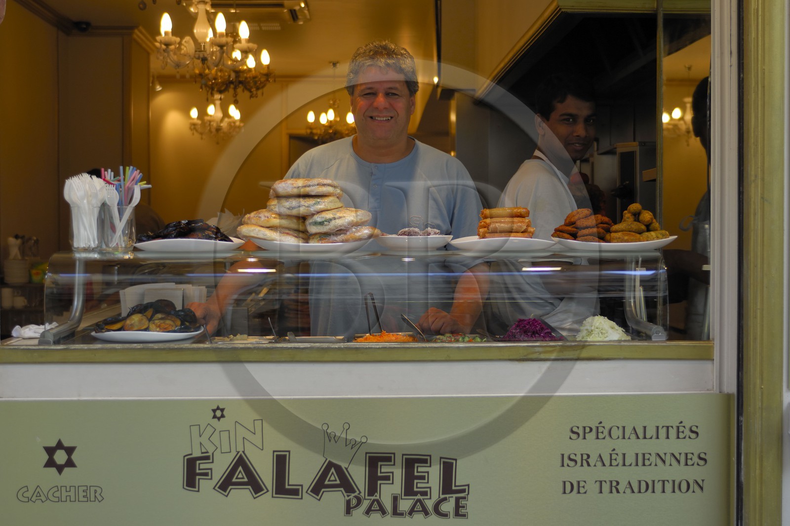 France, Paris (75), restaurant ( Fallafel King) de la rue des Rosiers dans le quartier juif