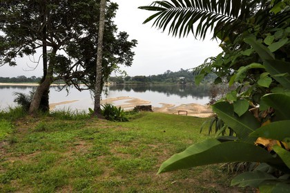 Gabon, Province du Moyen-Ogooué, Lambaréné, l'ancien Hopital Albert Schweitzer, la fleuve Ogooué