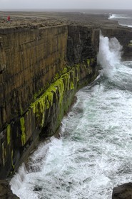 Irlande, Comté de Galway, Aran Islands, Inishmaan, les falaises au sud de l'ile