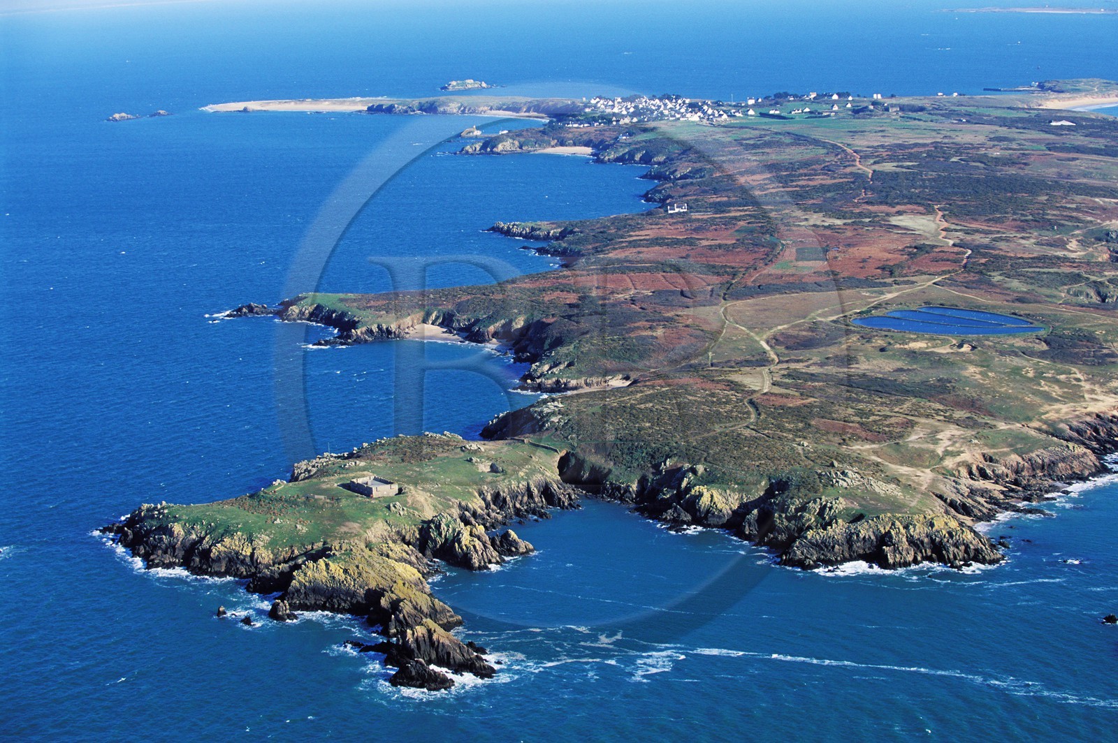 France, Morbihan (56), l' île de Houat (vue aérienne)