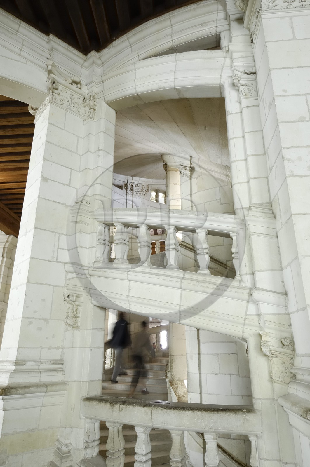France, Loir et Cher (41), Vallée de la Loire classée Patrimoine Mondial de l' UNESCO, château de Chambord, l'escalier à double révolution attribué à Léonard de Vinci
