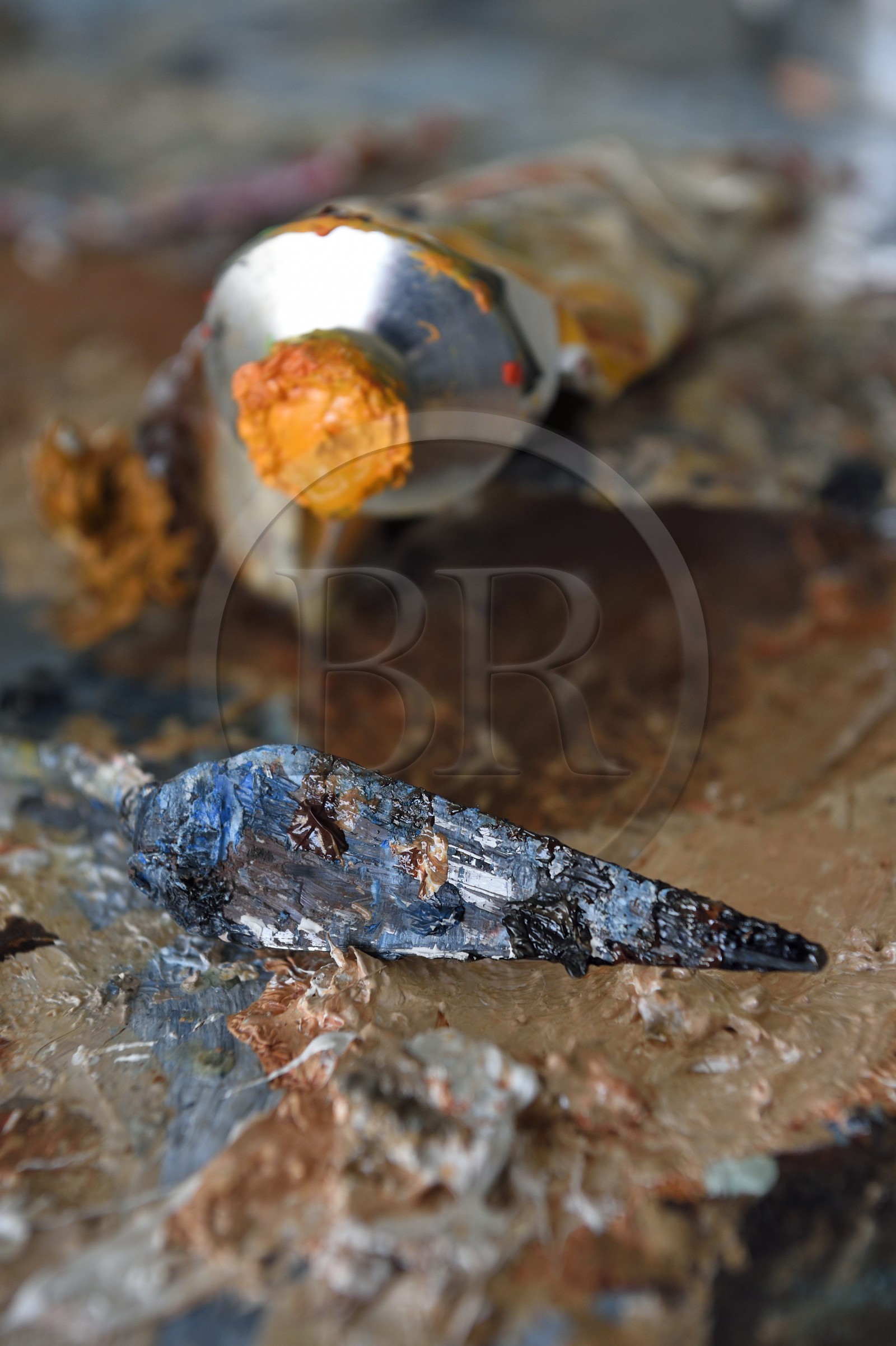 France, Val-de-Marne (94), Yvry-sur-Seine, Atelier de Fred Kleinberg, travail pour l'exposition Odyssée