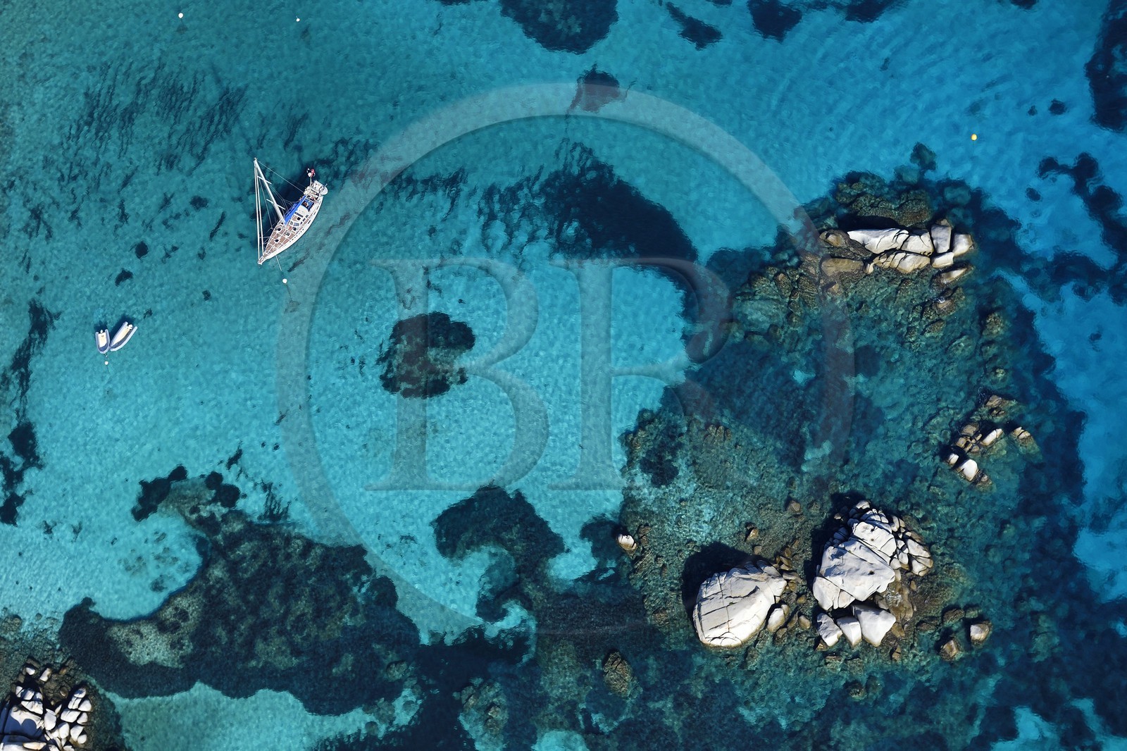 France, Corse-du-Sud (2A), Bonifacio, Réserve naturelle des iles Lavezzi (vue aérienne)