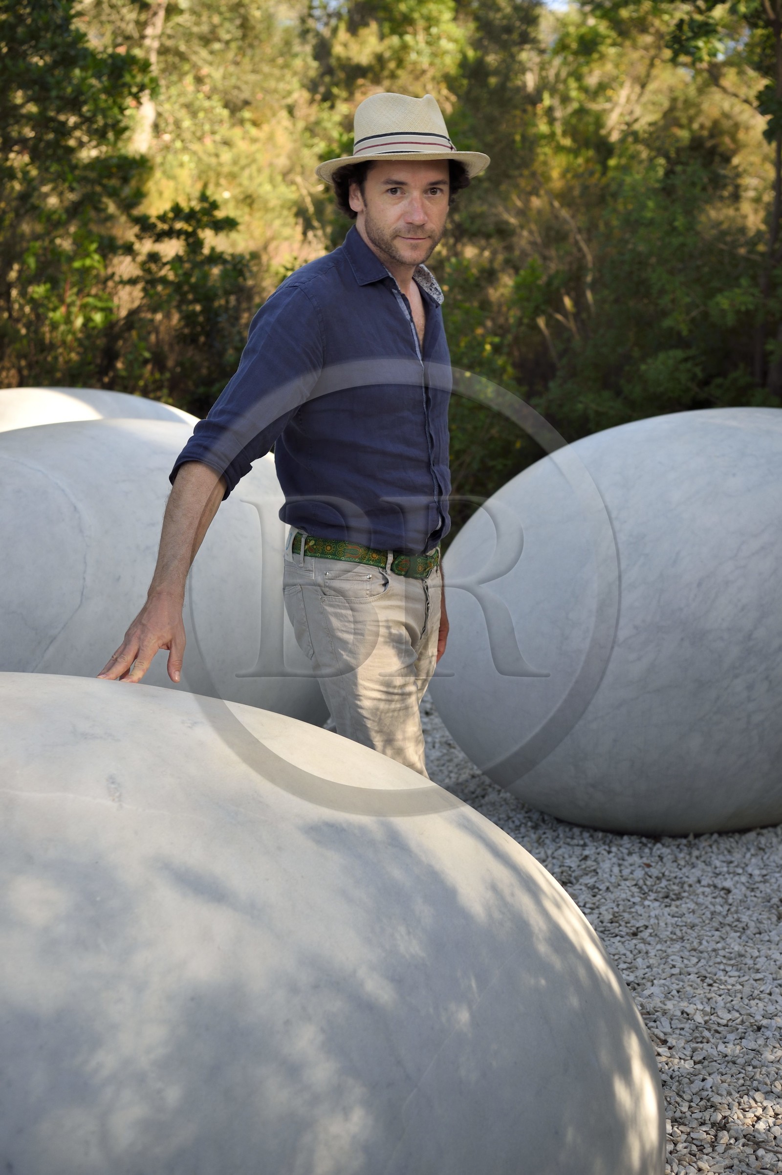 France, Var (83), Iles d'Hyères, parc national de Port Cros, Ile de Porquerolles, la Fondation Carmignac, La Couvée (2018) de Nils Udo, Charles Carmignac directeur de la Fondation Carmignac