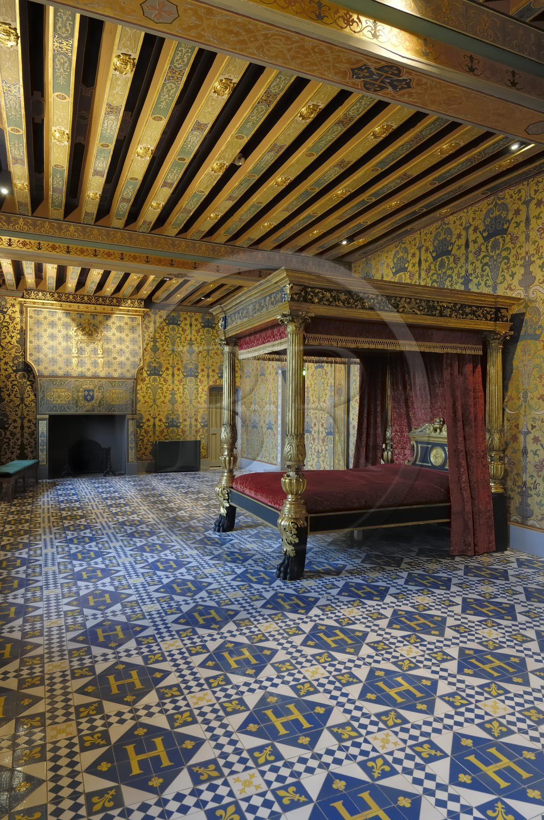 France, Loir-et-Cher (41), vallée de la Loire classée au Patrimoine Mondial de l'UNESCO, château de Blois, la chambre du Roi Henri III