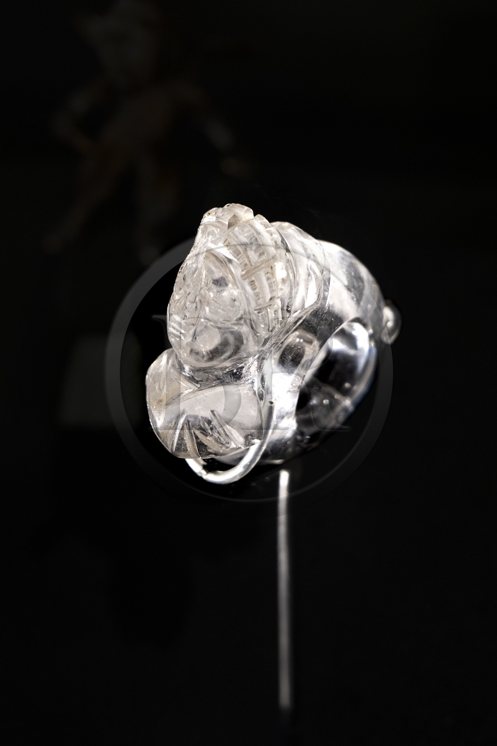 France, Bouches du Rhone, Regional Natural Park of the Alpilles, Saint Remy de Provence, Hotel de Sade, center of the National Monuments, which houses the archaeological museum of the Glanum site, rock crystal ring showing a female bust sculpted in high relief (1st or 2nd century)