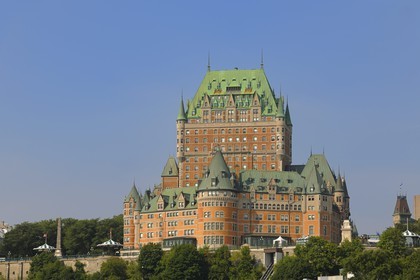Canada, Quebec Province, Quebec City, Old Town listed as World Heritage by UNESCO, Frontenac Castle from Saint Lawrence River
