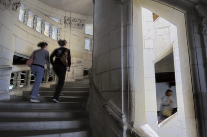 France, Loir et Cher (41), Vallée de la Loire classée Patrimoine Mondial de l' UNESCO, château de Chambord, l'escalier à double révolution attribué à Léonard de Vinci