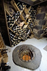 France, Puy de Dome, Clermont Ferrand, rue Pascal, Hotel Martial de Grandseigne tuff cellars on three levels, Caves de GrandSeigne wine merchant level