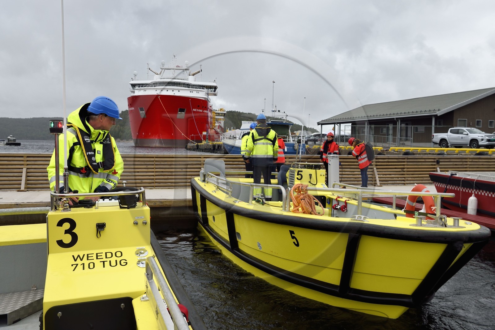 Norvège, comté d'Ostfold, Halden, navire cablier Nexans Aurora
