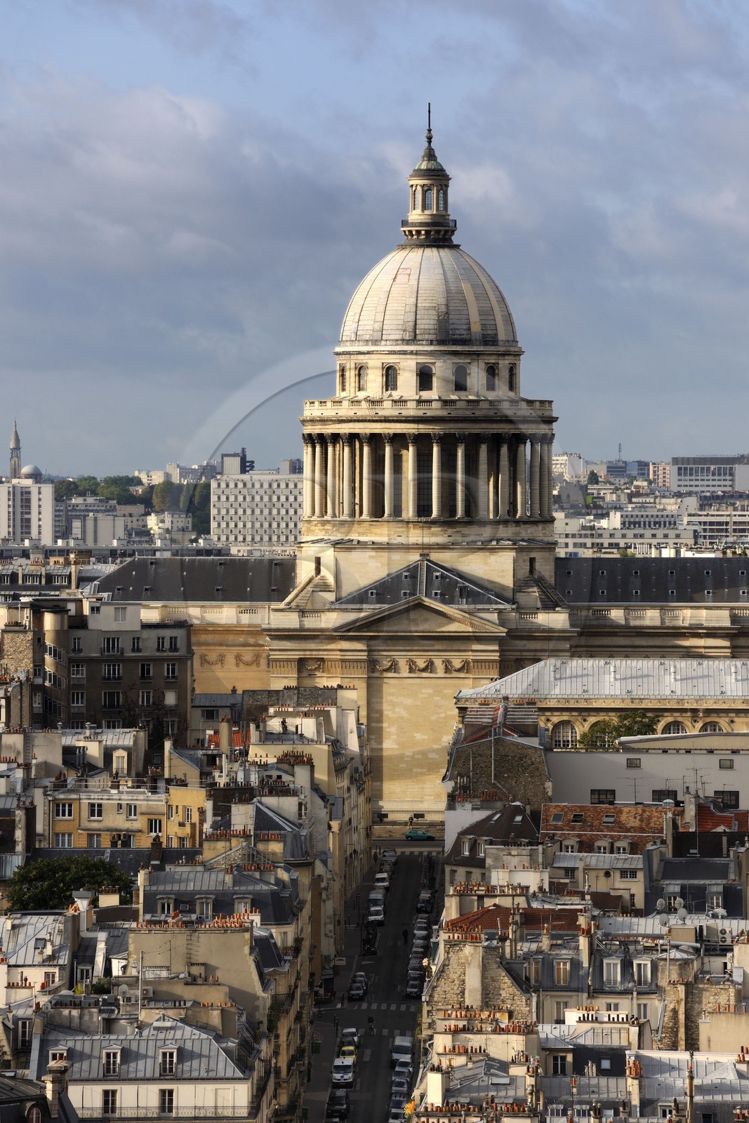 France, Paris, perspective view from the street Valette in the 5th district leading to the Pantheon