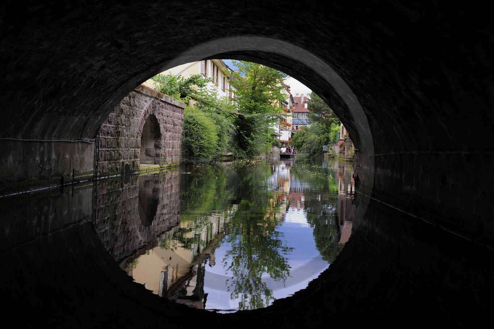 France, Haut Rhin, Colmar, little Venice, district of la Krutenau surrounded by Lauch River, trip on a barge
