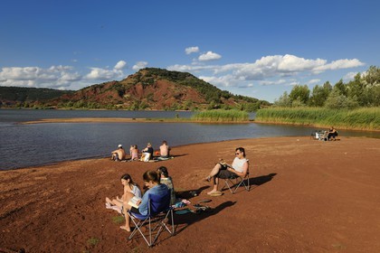 France, Herault, red earth on the Salagou Lake
