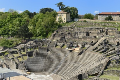 France, Rhône (69), Lyon, site historique classé Patrimoine Mondial de l'UNESCO, colline de Fourvière, théâtre romain