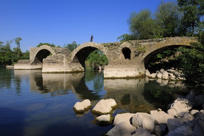 France, Herault, the Roman Bridge of St. Thibery allowed the Via Domitia to cross the river Herault