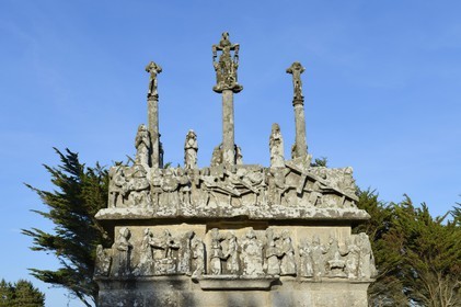 France, Finistere, Saint Jean Trolimon, calvary of Notre-Dame de Tronoen Chapel