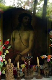 Poland, Sub-Carpathia, ethnographic park of Sanok (ecomuseum), interior of a chapel of 1867 of the area of Dolinianie, listed as World Heritage by UNESCO