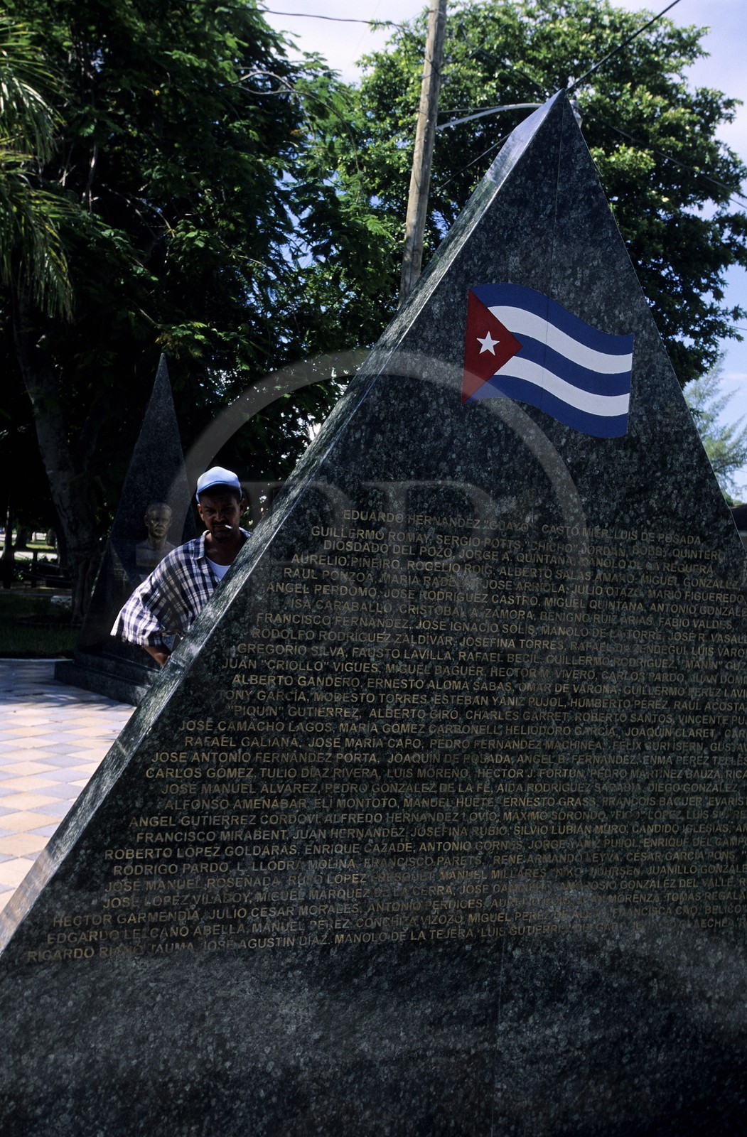 Etats-Unis, Floride, Miami, Little Havana, Cuban Meridional Boulevard, mémorial à la mémoire des journalistes anticastristes