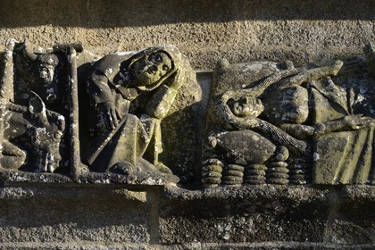 France, Finistere, Saint Jean Trolimon, Tronoen Chapel, detail of the Calvary