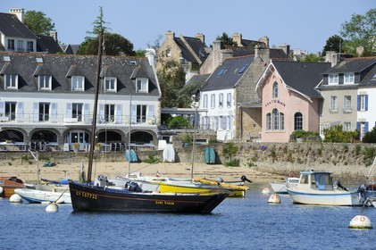 France, Finistere, the former sailor shelter in Sainte Marine harbour opposite Benodet
