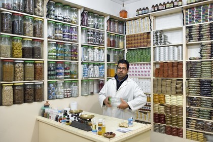 Morocco, High Atlas, Marrakech, Imperial city, Medina listed as World Heritage by UNESCO, Ben Youssef mosque district, Paradise Herbalist