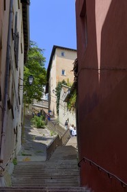 France, Rhone, Lyon, historical site listed as World Heritage by UNESCO, Vieux Lyon (Old Town), stairs to the Fourvière by the Montee des Chazeaux