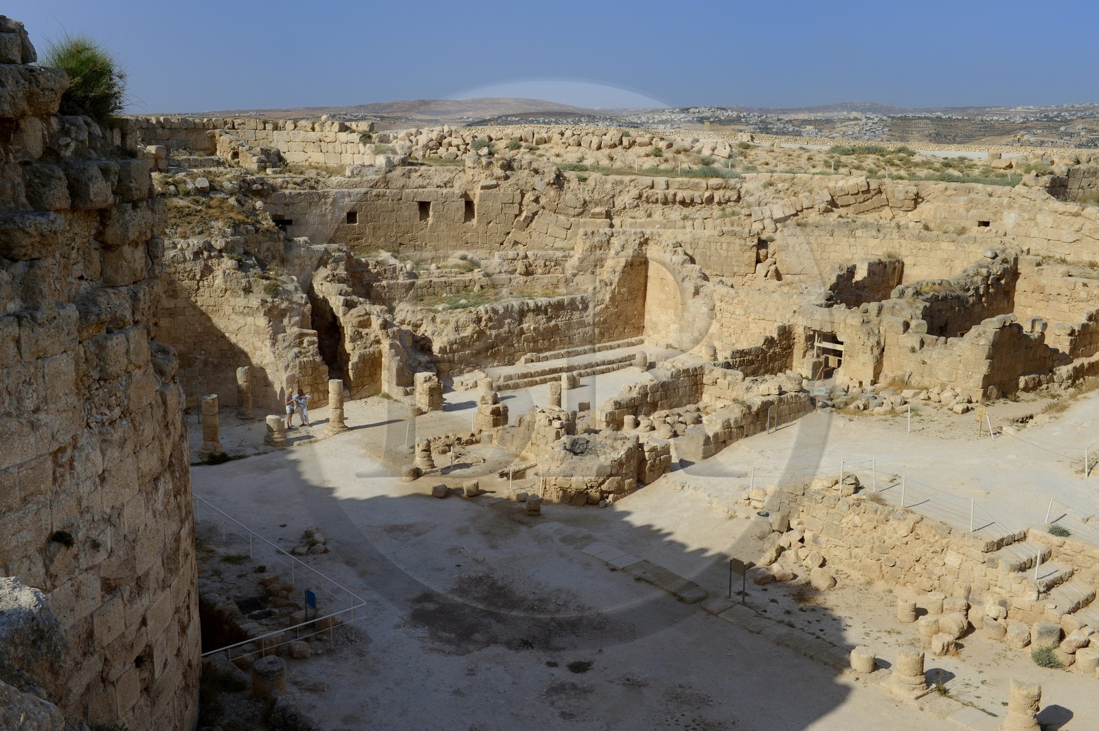 Israel, West Bank, Herodium or Herodion is a volcano-like hill with a truncated cone with a a fortress and palace build by Herod the Great (Herodion National Park), Inside the crater
