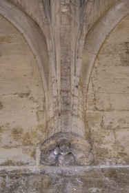 France, Bouches du Rhone, Tarascon, King René's castle dating from the 15th century, cul-de-lampe representing a grimacing character in the Large Chamber