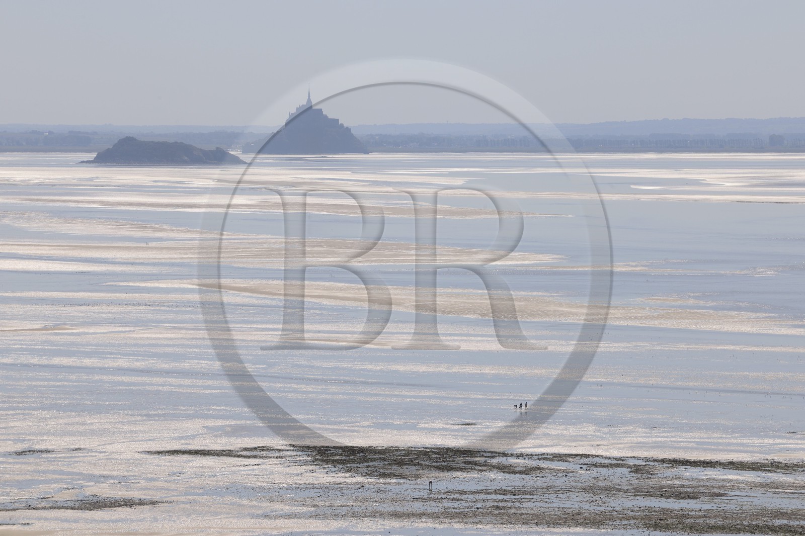 France, Manche (50), Baie du Mont-Saint-Michel, le Mont et l'ile de Tombelaine depuis le Bec d'Andaine