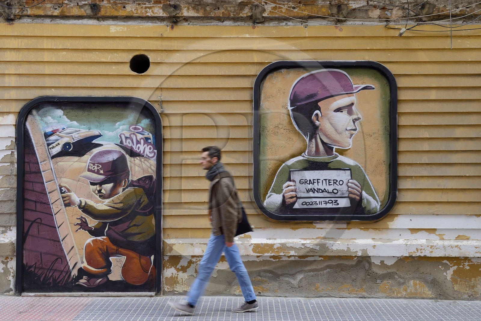 Espagne, Andalousie, Malaga, quartier Soho, barrio de las Artes (quartier des Arts), Maus street art, peinture murale dans la calle Somera