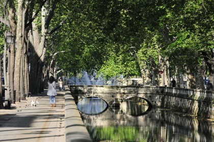 France, Gard (30) Nimes, les quais de la fontaine