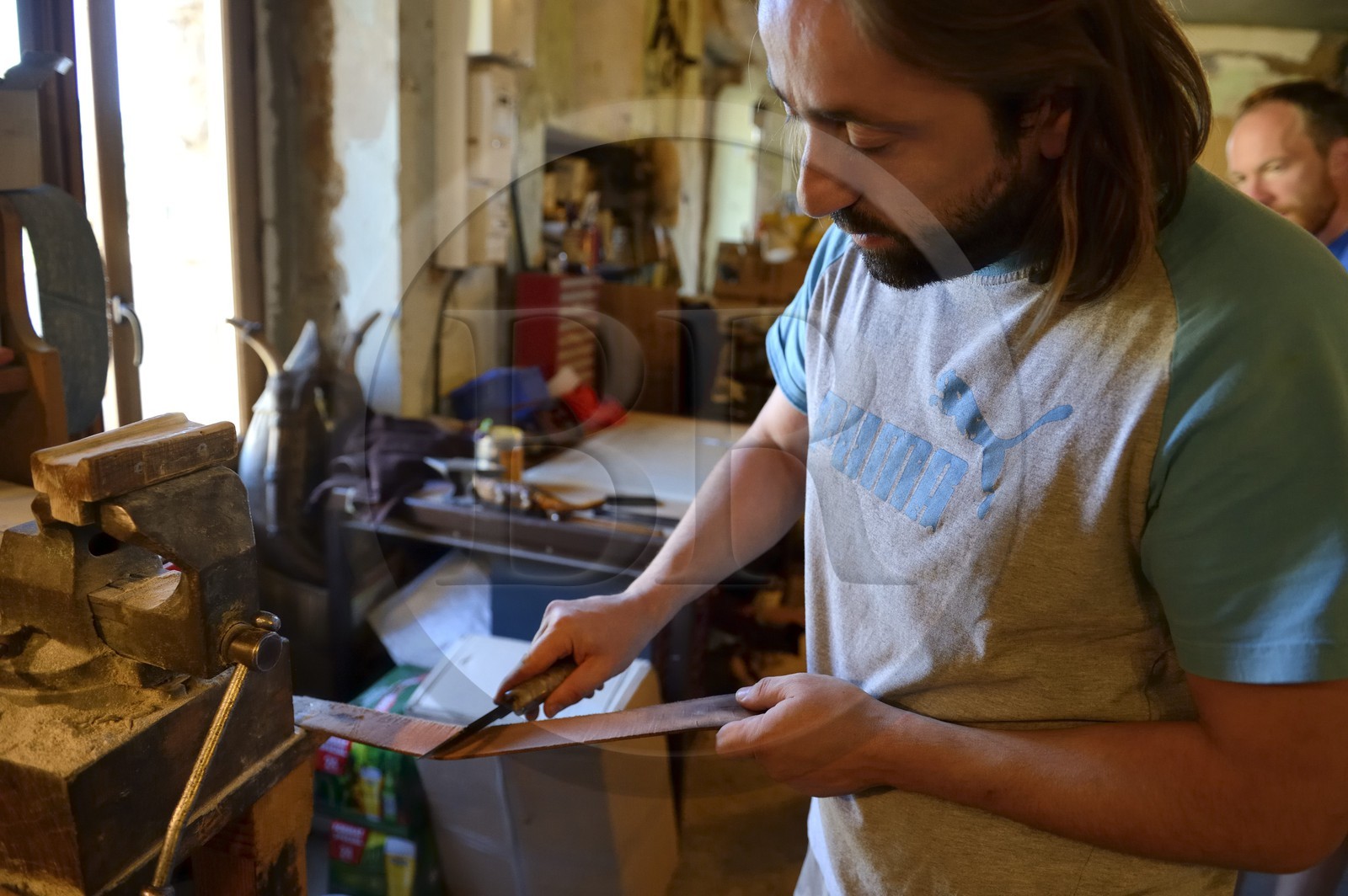 France, Corse du Sud, Alta Rocca, village of Levie, Lotus workshop where traditional knives are still hand-forged