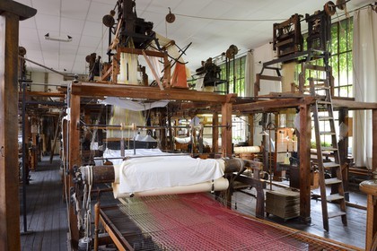 France, Rhone, Lyon, La Croix Rousse District, Silk manufacturer Prelle, silk loom developed by Joseph Marie Jacquard called Jacquard loom