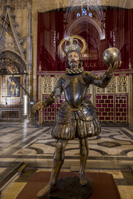 Spain, Andalusia, Seville, the cathedral, listed as World Heritage by UNESCO, statue of King Ferdinand III of Castile