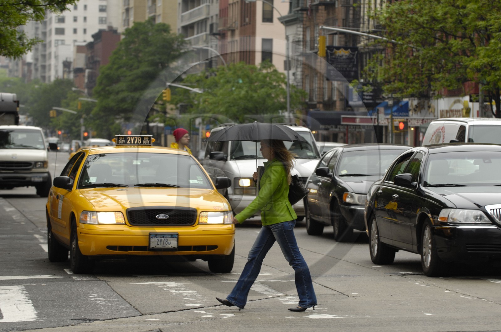Etats-Unis, New York, Manhattan, sous la pluie