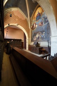 Croatie, Dalmatie, côte dalmate, Zadar, église et couvent Saint-François, salle de 1393 dans l'église pour le choeur pour les psaumes où se trouvait le Codex