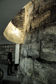 France, Paris, Philippe Auguste's surrounding wall in an underground car park of Mazarine street