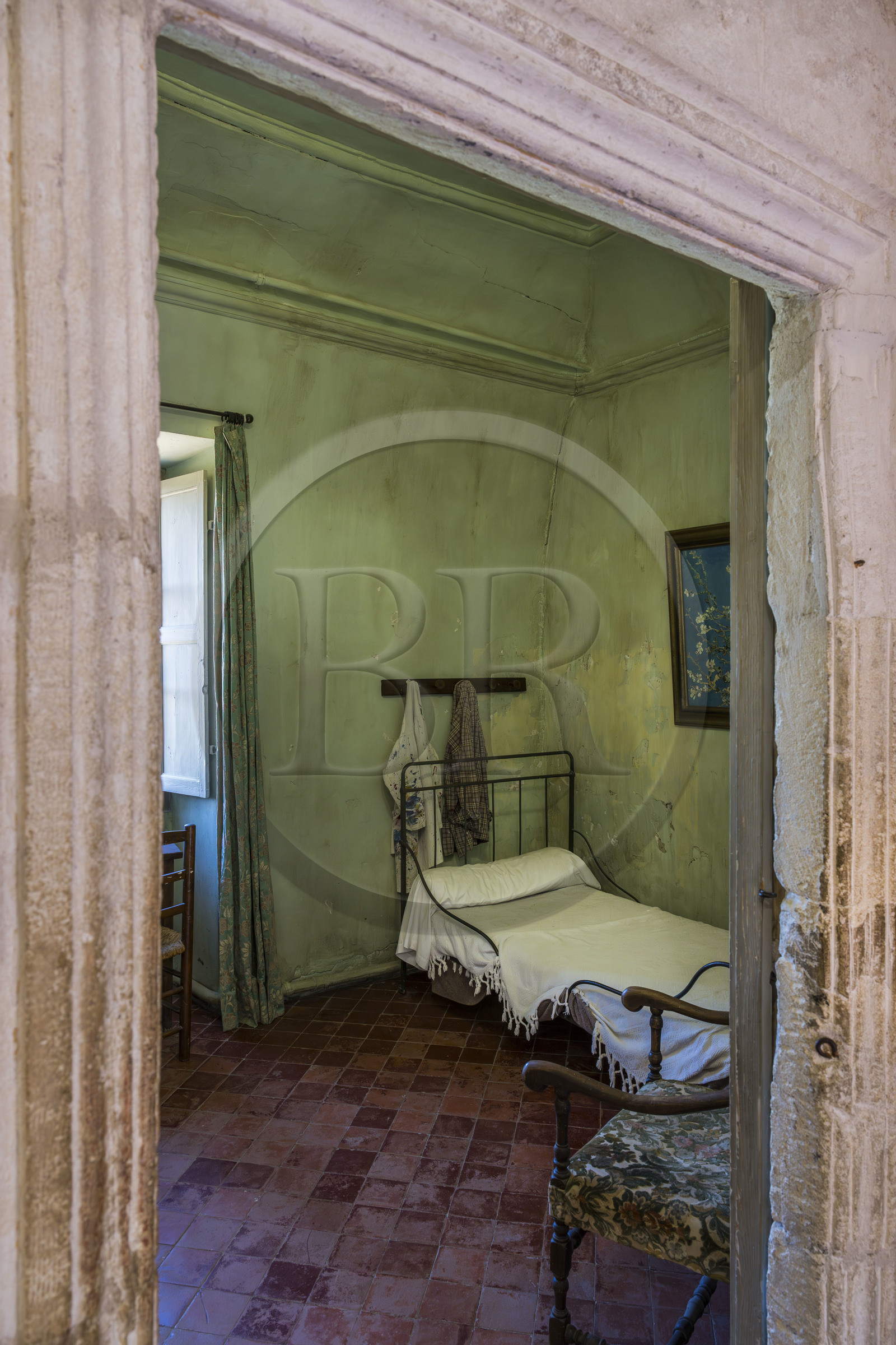 France, Bouches-du-Rhône (13), Parc Naturel Régional des Alpilles, Saint-Rémy-de-Provence, monastère Saint-Paul-de-Mausole, l'asile psychiatrique historique la Maison de santé Saint-Paul où Van Gogh fût interné en 1889-1890, la chambre de Van Gogh