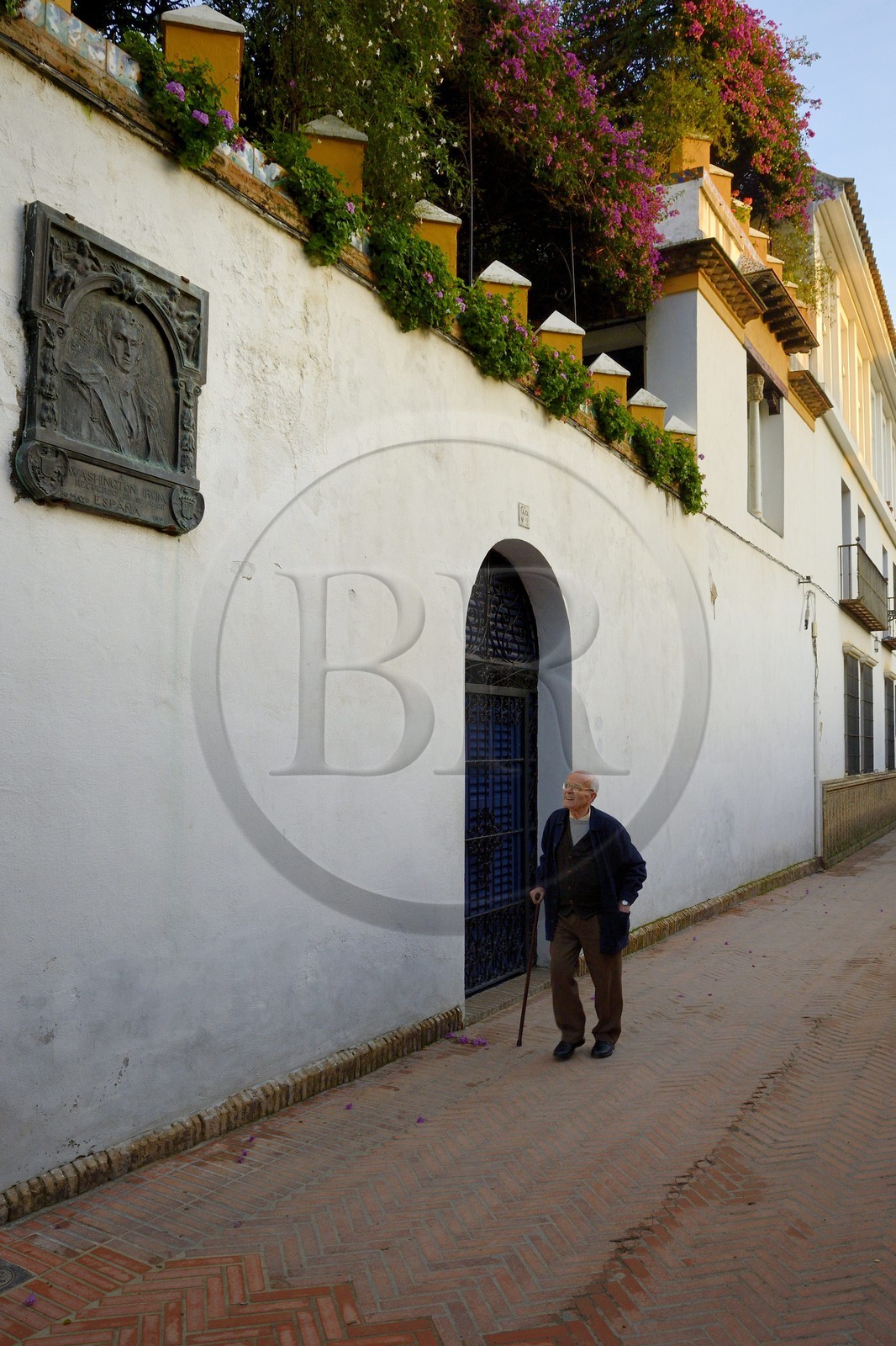 Spain, Andalusia, Seville, Santa Cruz district, plaque dedicated to the writer Washington Irving