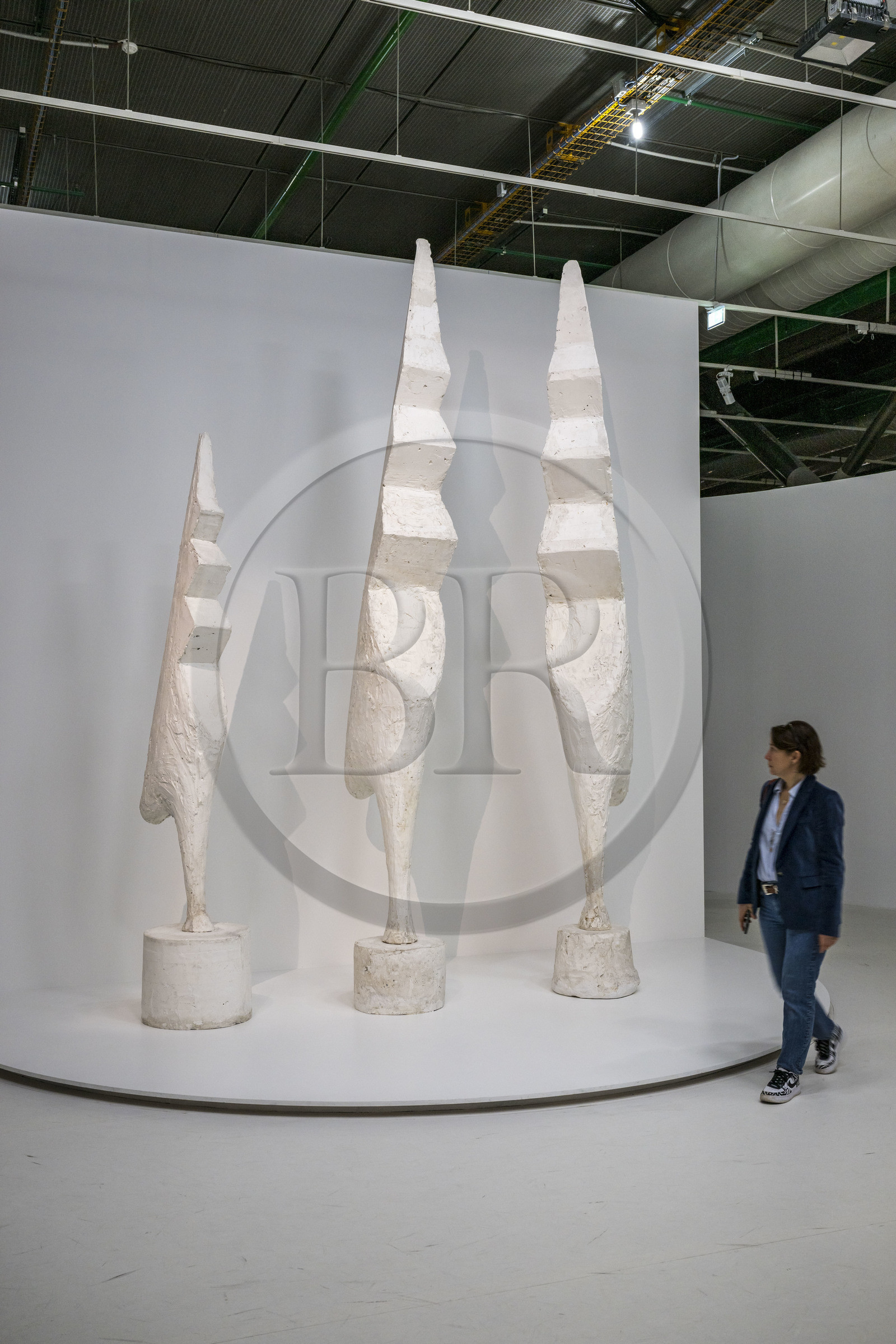 France, Paris, Les Halles district, the Pompidou Center also called Beaubourg, National Museum of Modern Art (MNAM), Brancusi retrospective exhibition, Grand Coq I, 1924, Grand Coq II, 1930 and Grand Coq III, 1930-34, plaster