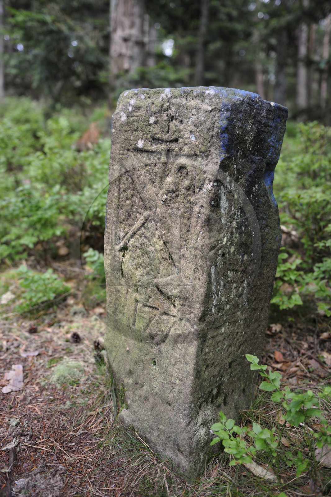 France, Bas-Rhin (67), le Mont Saint-Odile, borne abbatiale