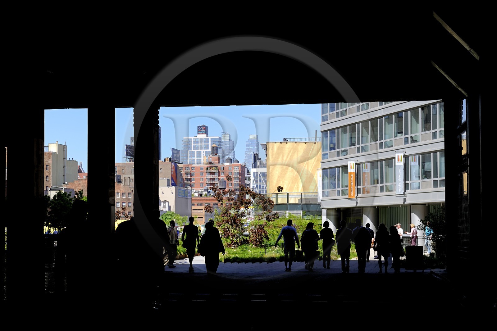 Etats-Unis, New York, Manhattan, Meatpacking district (Gansevoort Market), le High Line Park est une ancienne voie-ferrée aérienne partiellement réhabilitée en parc urbain suspendu, où la voie ferrée traversait le deuxième étage de l'immeuble Chelsea Market